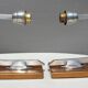 Pair art deco aluminum sconces