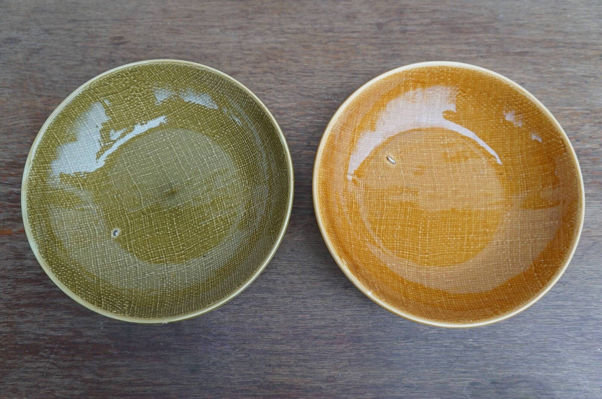 Pair of ceramic dishes from Salins, 1950s