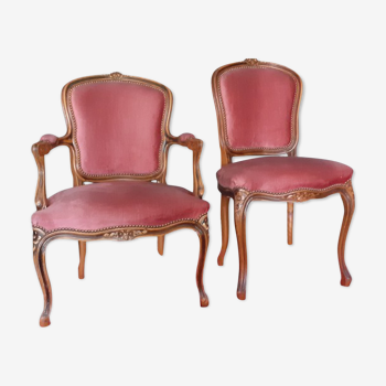 Fauteuil Louis XV et chaise