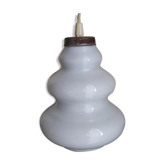 Suspension opaline blanche 70s