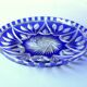 Bohemian crystal glass bowl - cobalt blue  hand cut to clear engraved glass