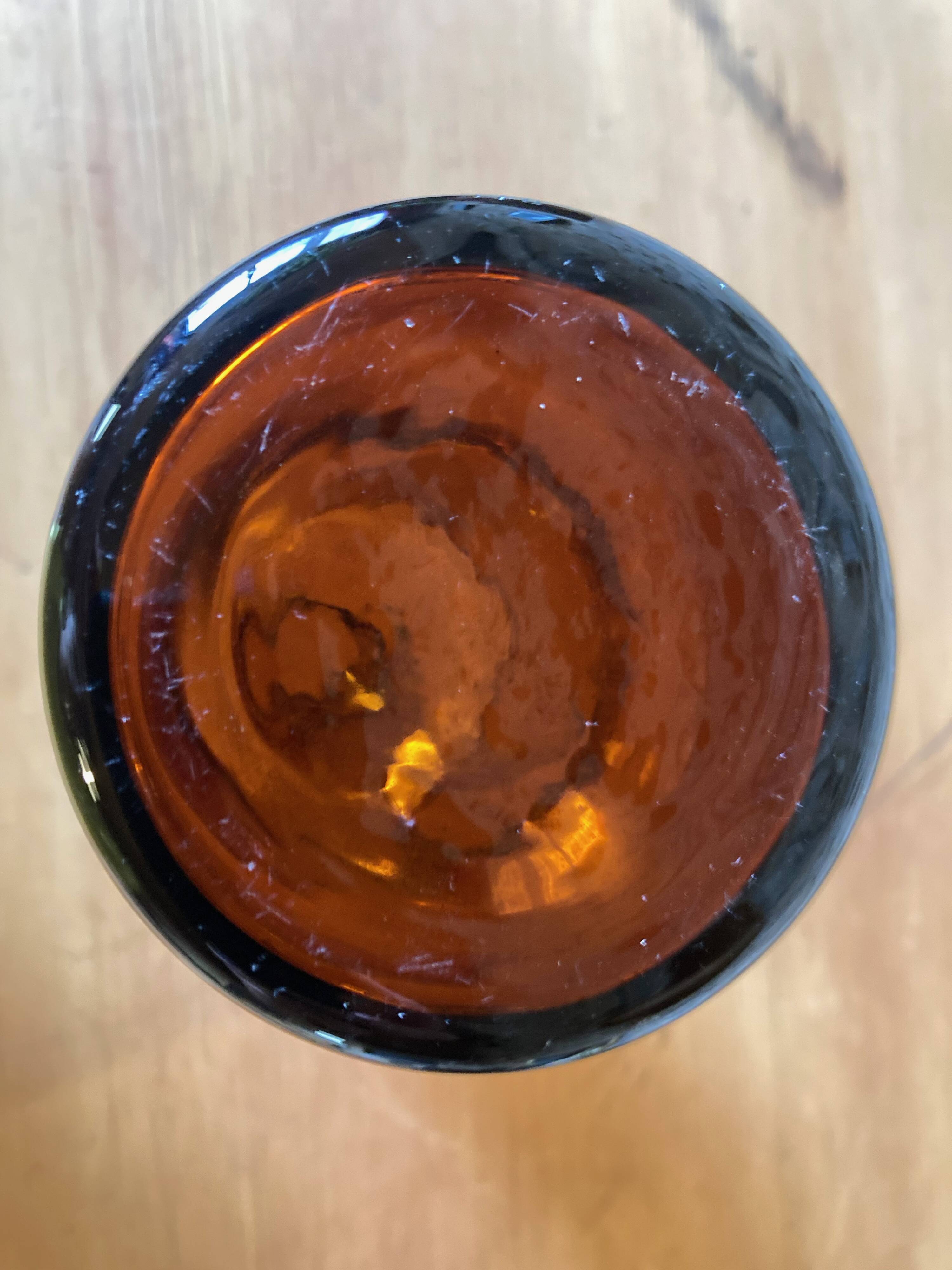 Amber glass soliflore bottle/vase, ca. 1970