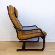 Fauteuil danois en cuir coloré, années 1970