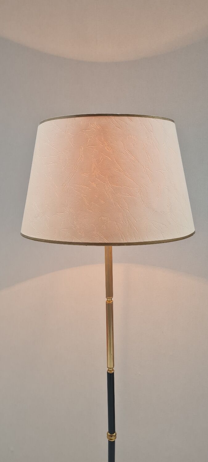 Tripod floor lamp in brass and bakelite 1950