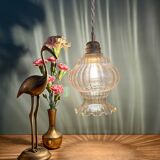 Vintage amber glass globe pendant light