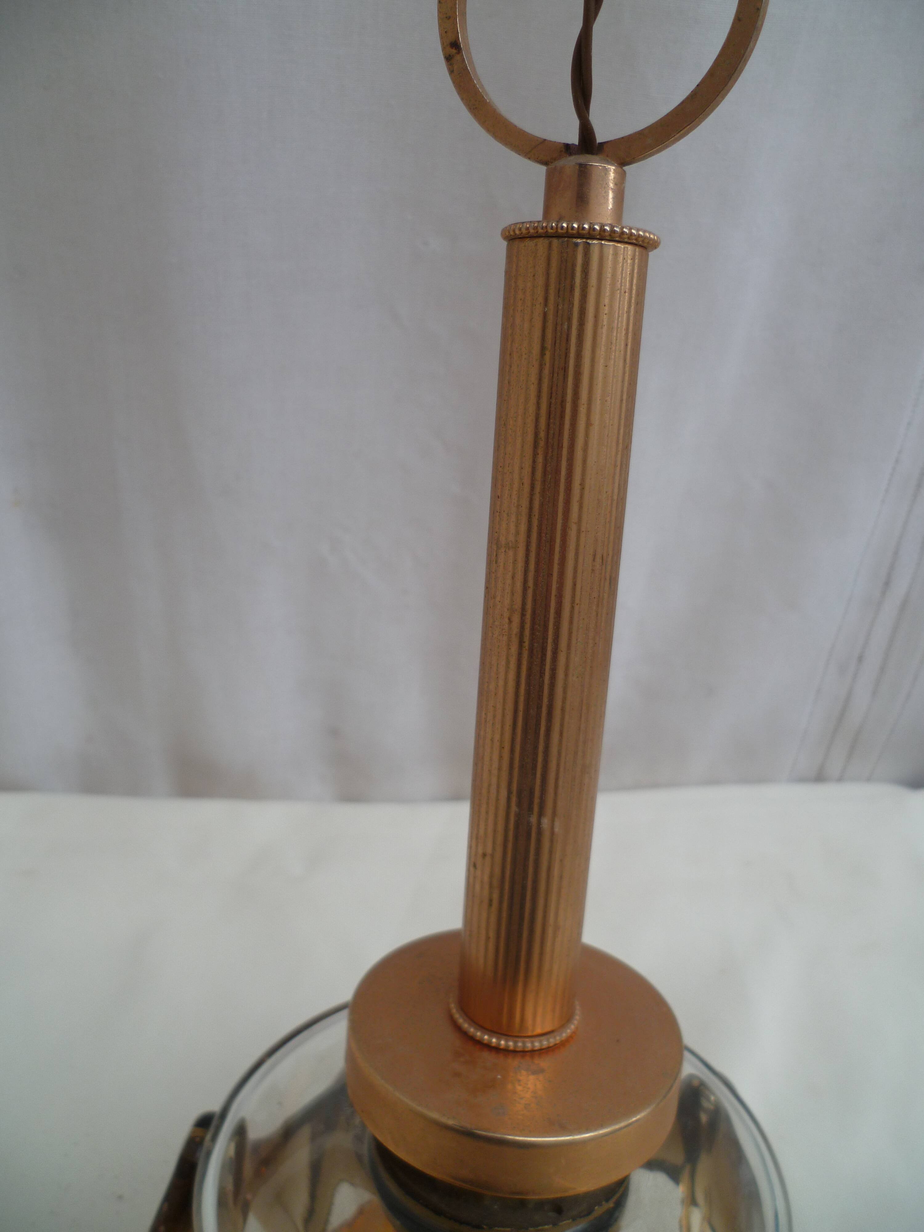 Suspended luminaire ceiling light glass has sets of coulure vintage 1970