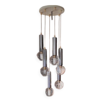 Suspension lustre cascade à 6 feux vintage 1960/70