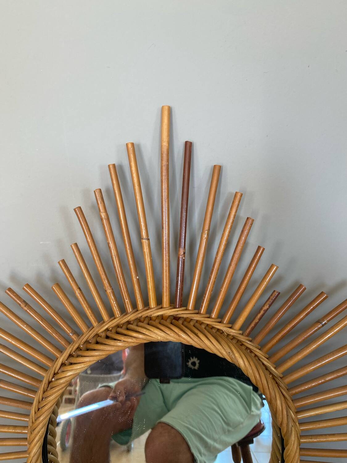 Very beautiful vintage rattan sun mirror