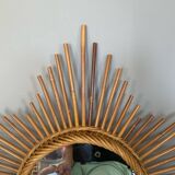Very beautiful vintage rattan sun mirror
