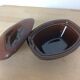 Vintage brown ceramic and leather tobacco pot