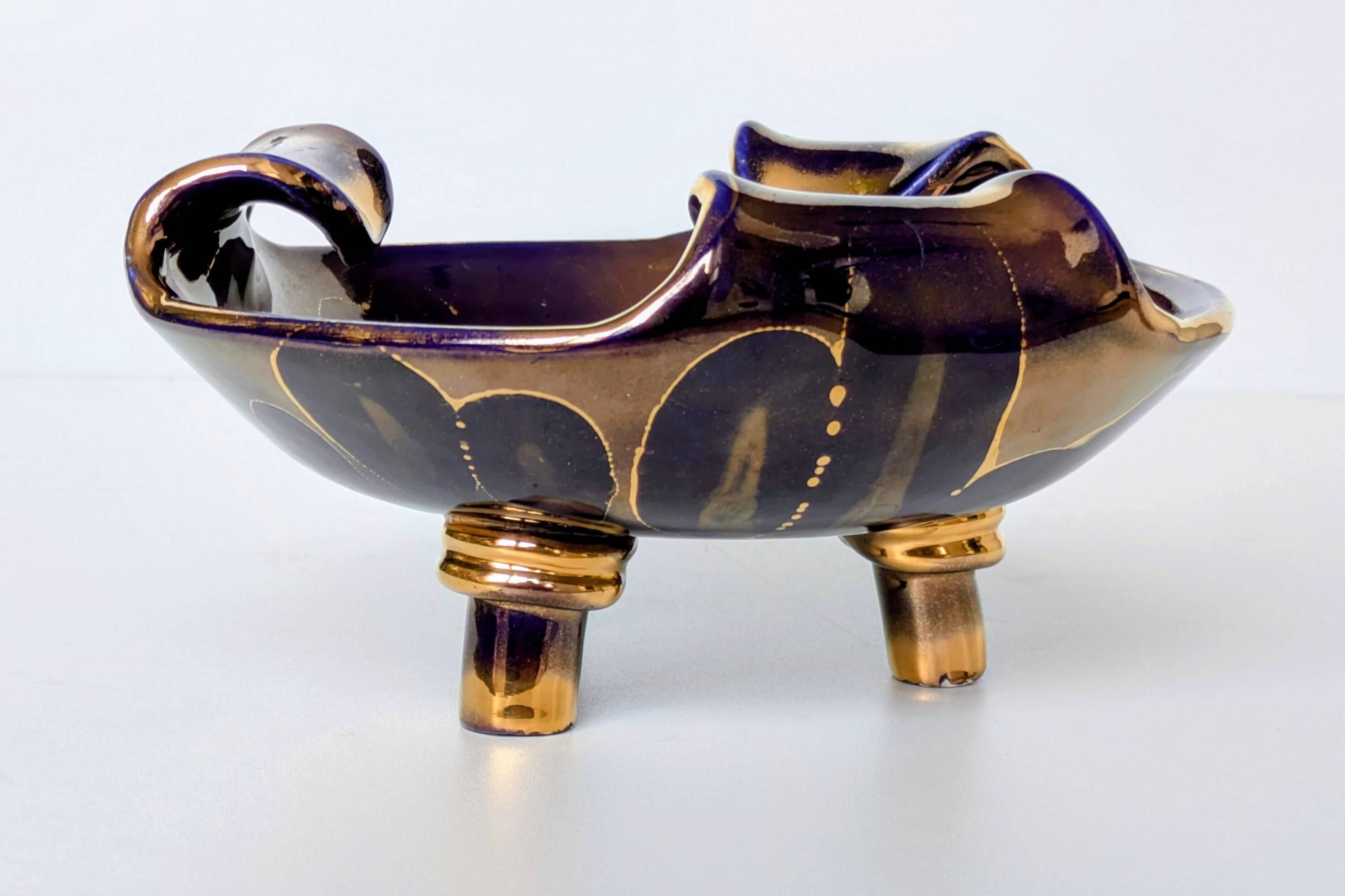 Tripod Ashtray Dish in Ceramic - Alcy Paris - Lustrous Enamel and Gold