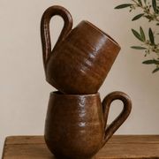 Pair of large mugs in pyrite stoneware
