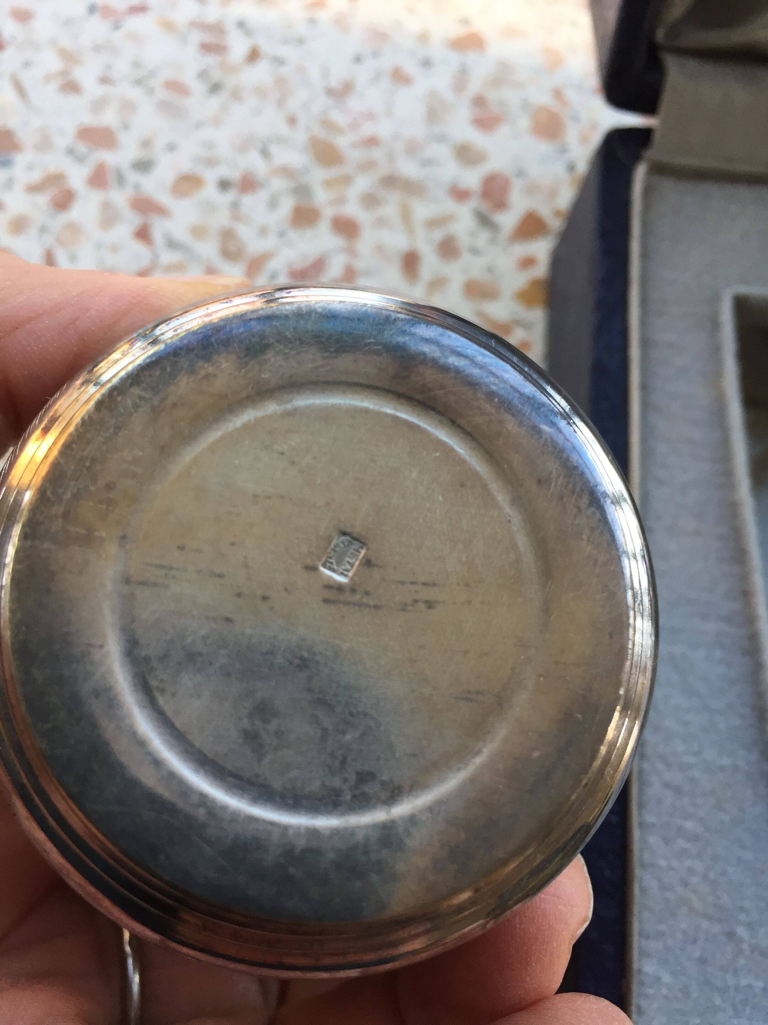 Timpani box and silver metal towel round