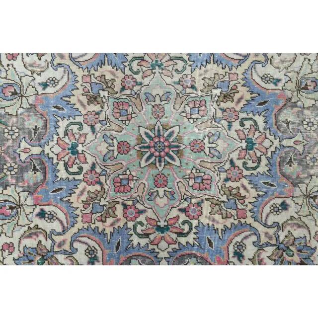 1970s Vintage Persian Handmade Wool Pink Area Rug 292x387