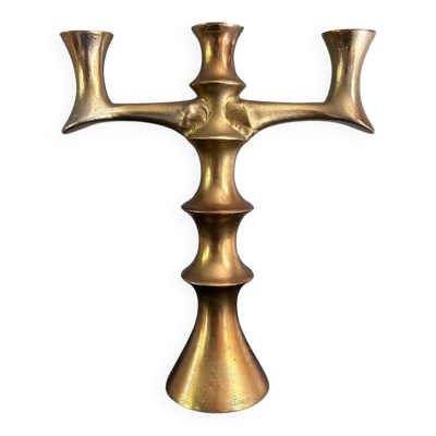 Candélabre brutaliste en bronze doré