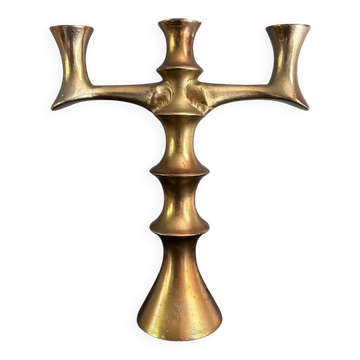 Brutalist candelabrum in gilded bronze