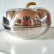 Ice cube bucket pumpkin silver metal design 70s
