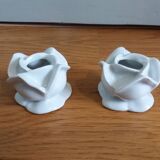 Porcelain pink flower candle holders