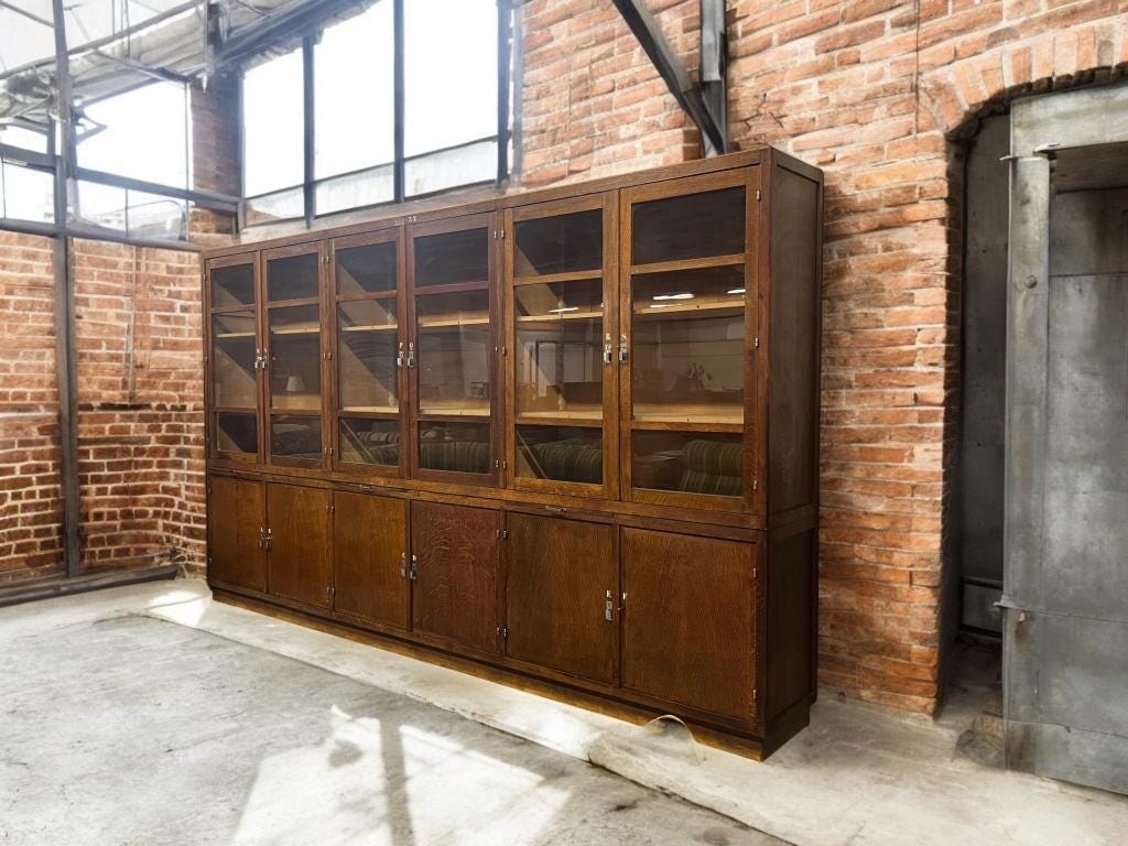 Vitrine industrielle XL vintage haute / armoire de laboratoire / armoire