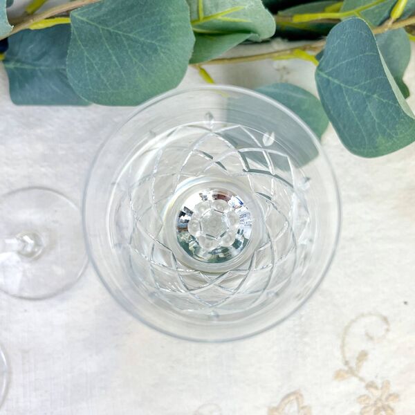 4 verres à eau en cristal taillé, cristallerie de Lorraine Lemberg, années 1950–1970