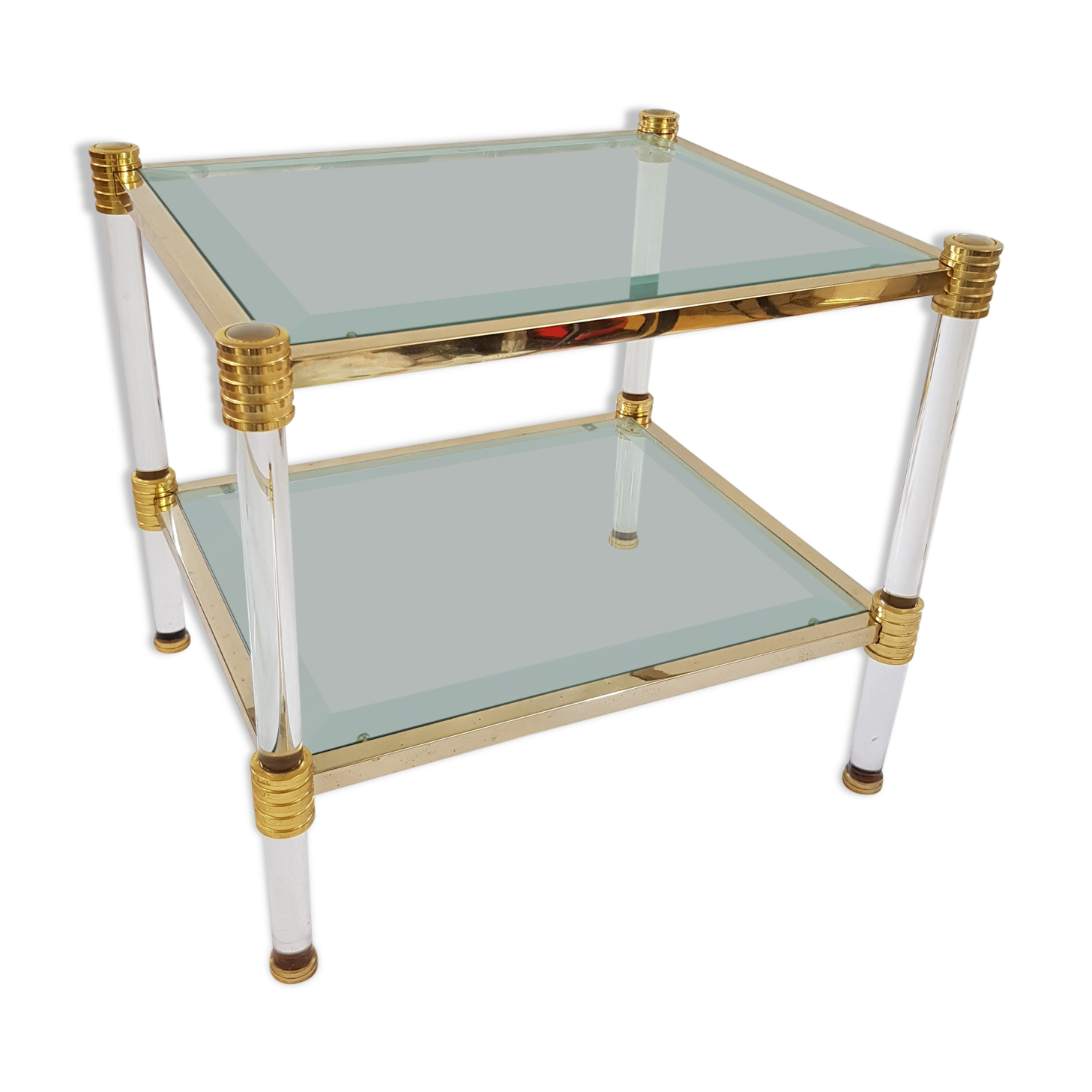 Coffee table in Lucite and Golden steel