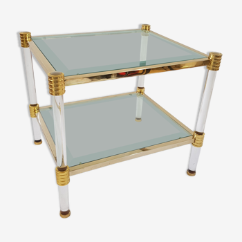 Coffee table in Lucite and Golden steel