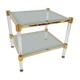 Coffee table in Lucite and Golden steel
