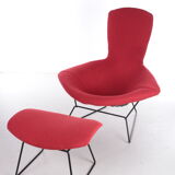 Design Harry bertoia for Knoll, Model Bird Armchair with Ottoman, 1980s