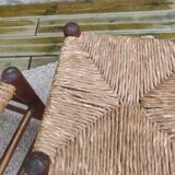 Paire de tabouret assise en paille