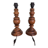 Pair of turned wooden lamp bases