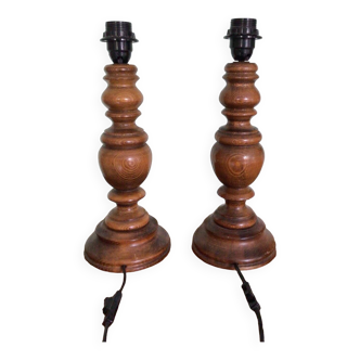 Pair of turned wooden lamp bases