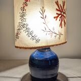 Vintage lamp in indigo blue enameled stoneware and resin