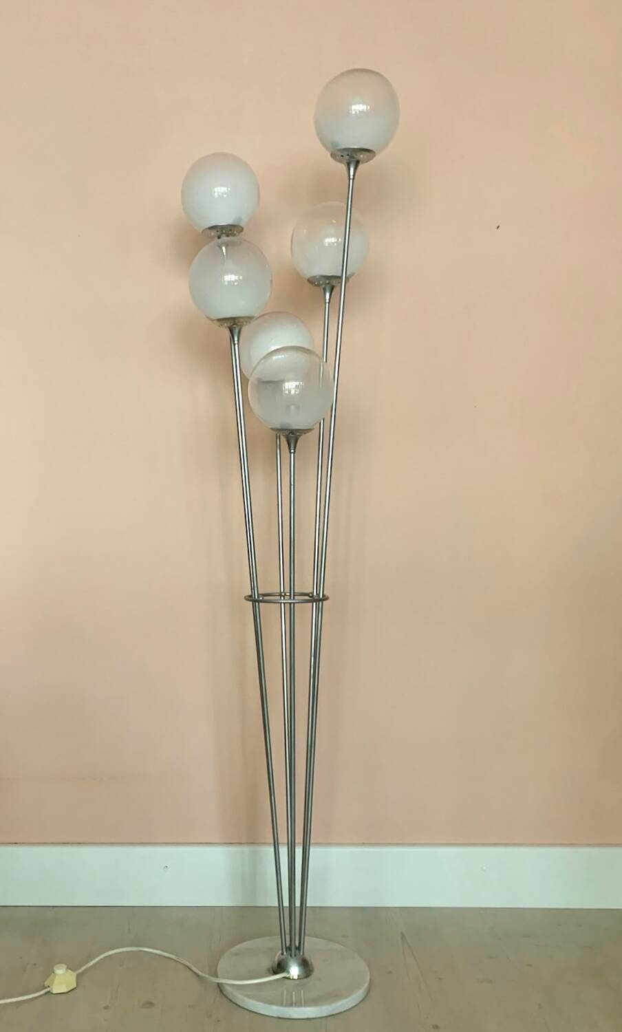 Contemporary Floor lamp in Chrome and Murano glass
