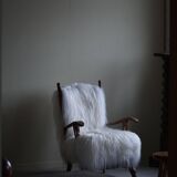 Henning Kjærnulf, armchair reupholstered in long-haired Icelandic sheepskin, 1950