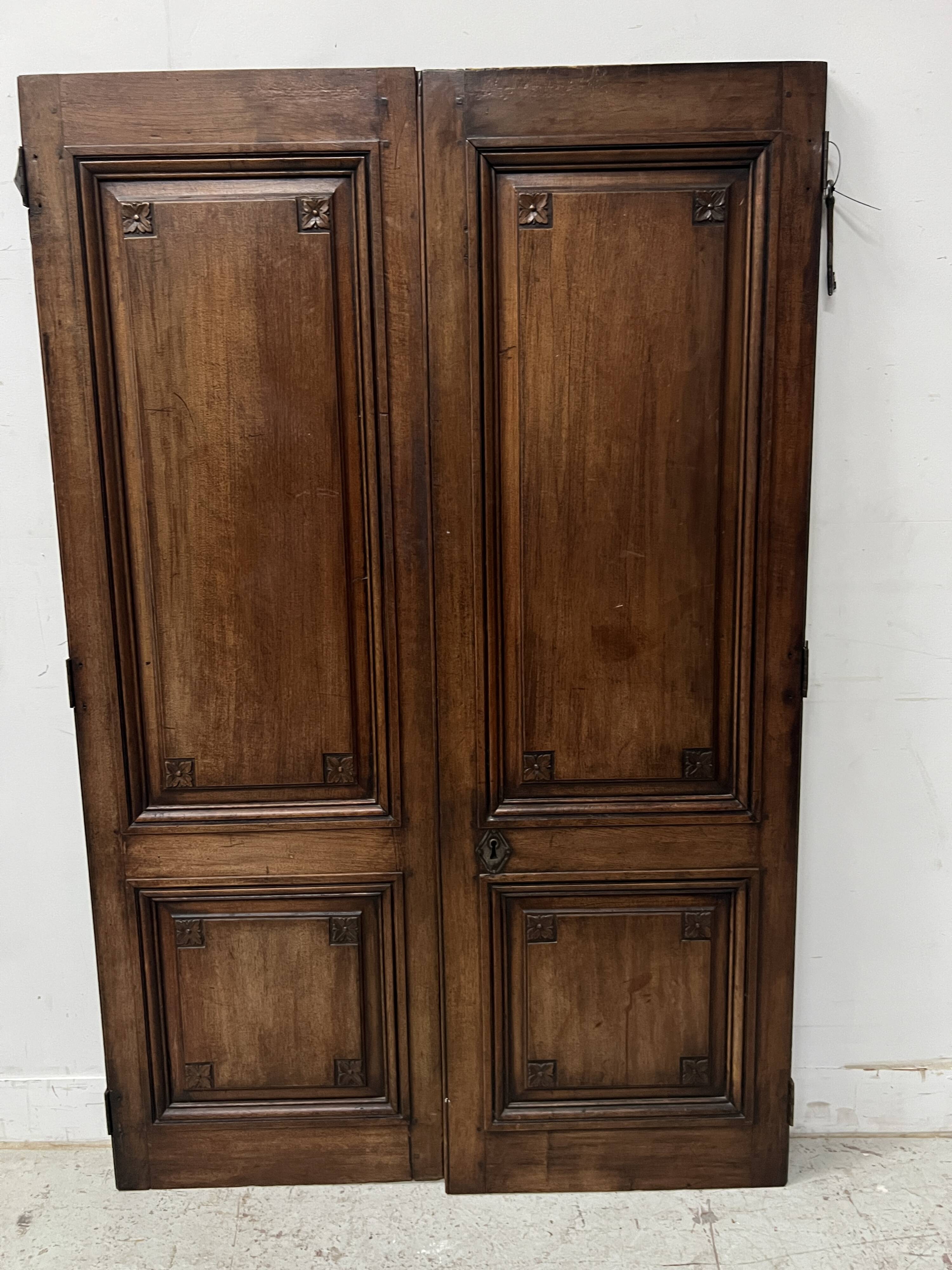 Pair of 18th-century solid walnut double-panel doors
