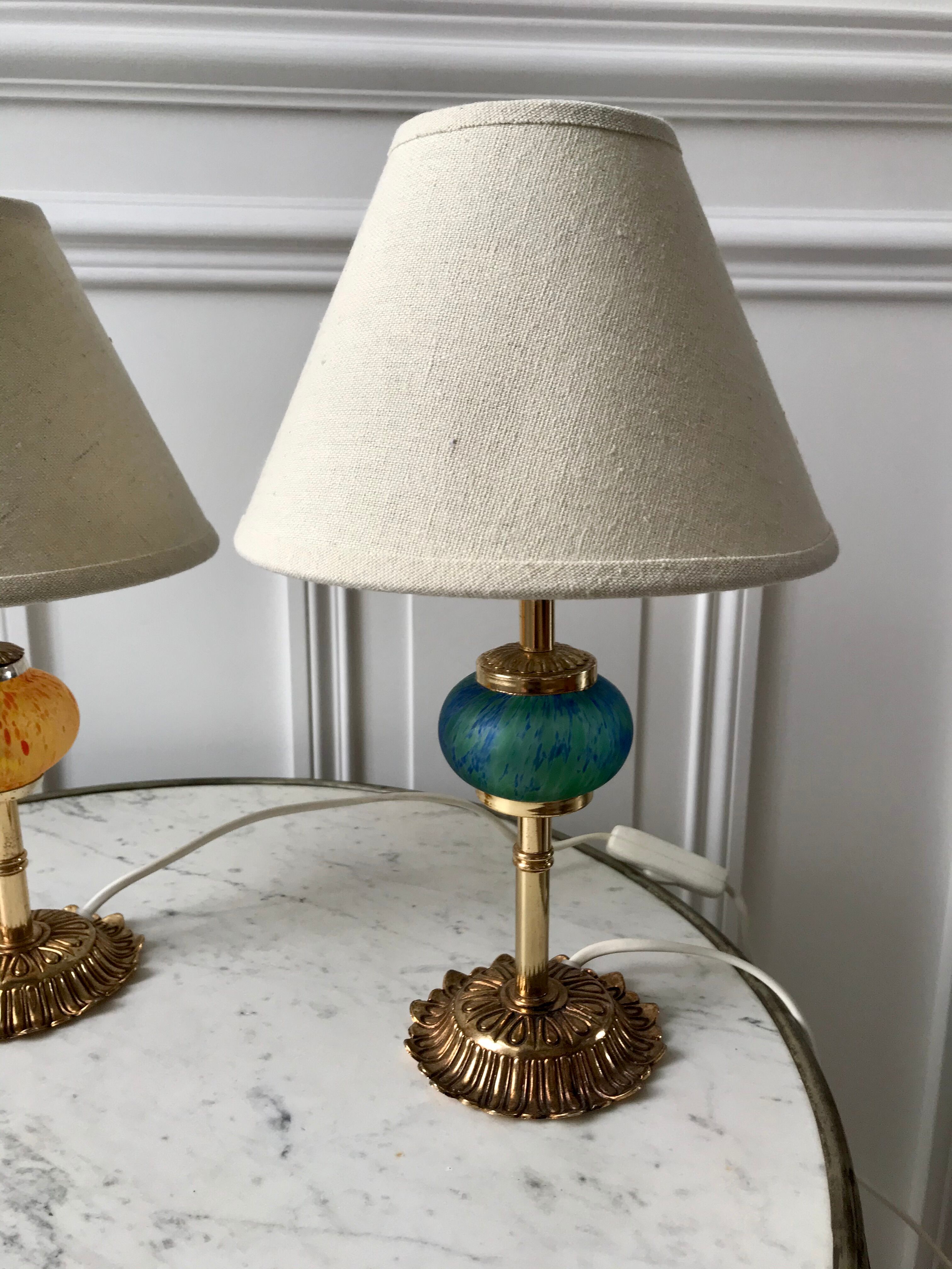 Pair of vintage murano glass lamp