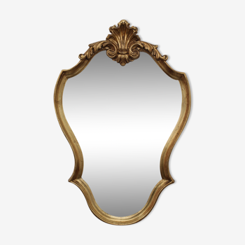 Miroir rocaille doré à la feuille d’or