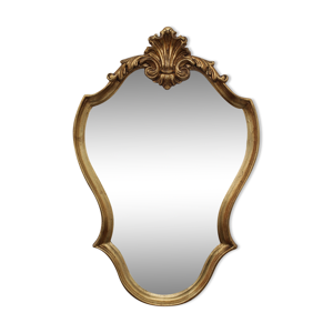 Miroir rocaille doré à la feuille