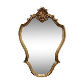 Miroir rocaille doré à la feuille d’or