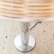 Richard Essig 1960s floor/table lamp with transparent glass body, chrome base, brown rattan shade