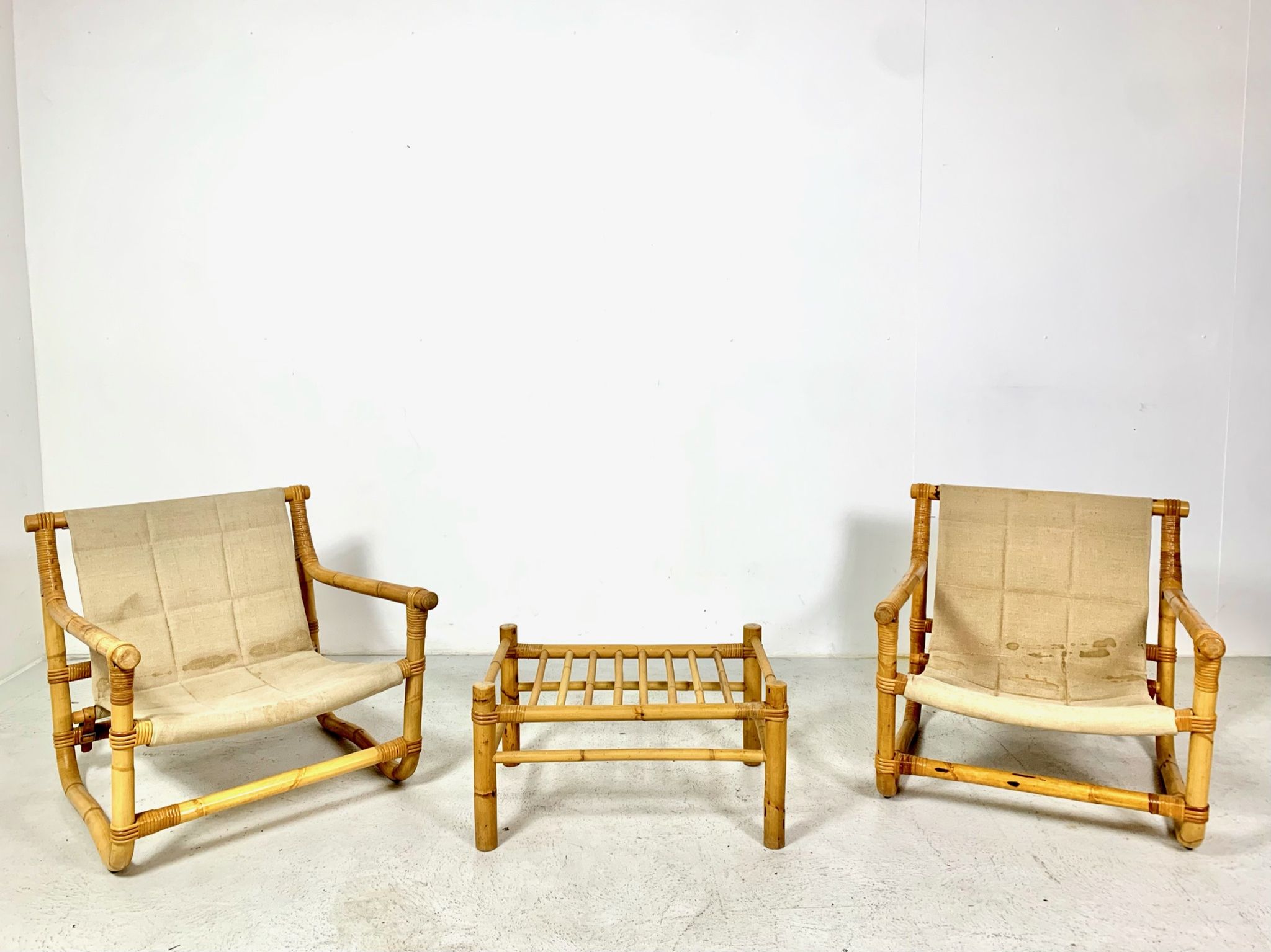 Vintage bamboo lounge set made in denmark 1950s
