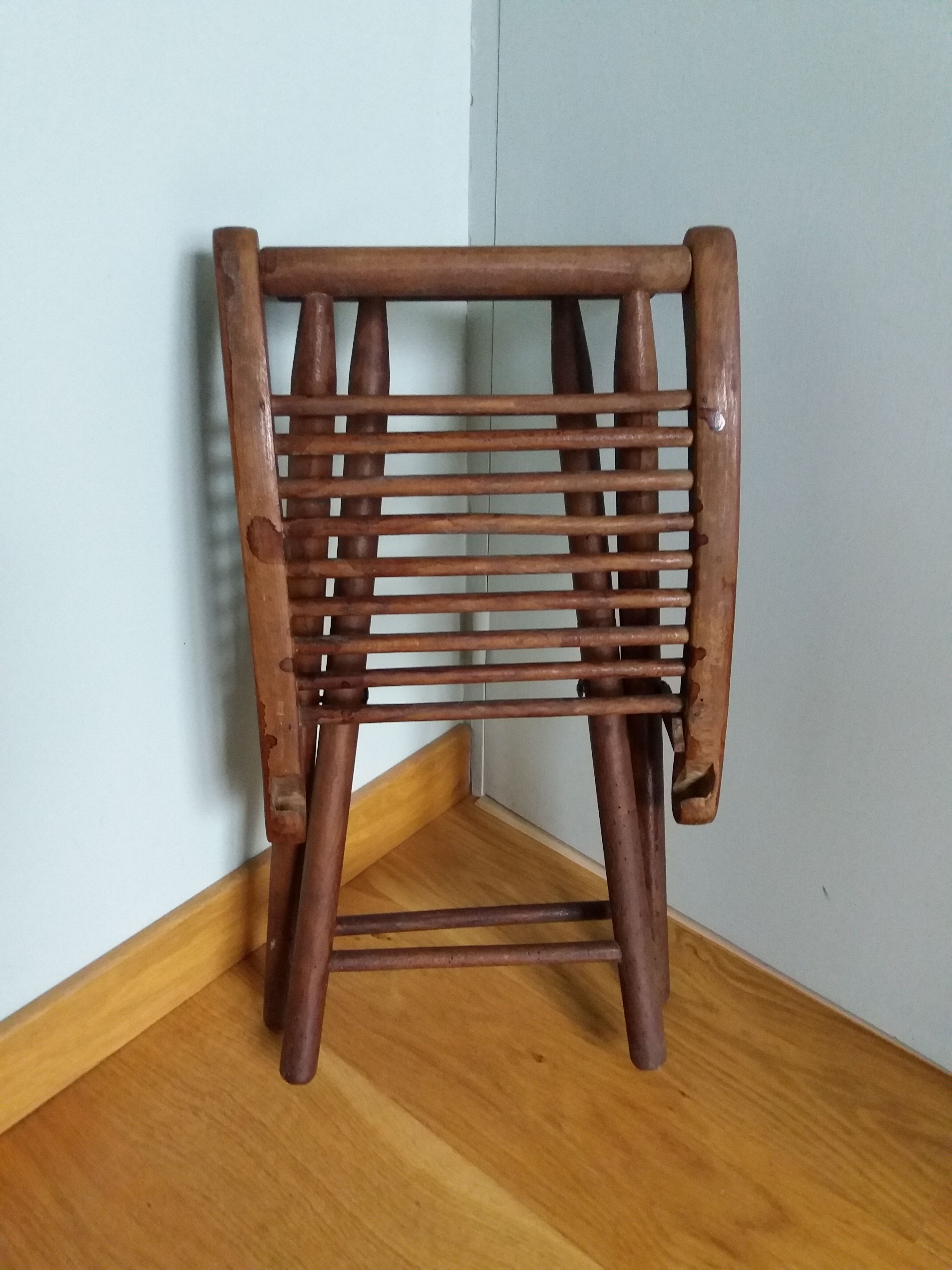 Folding wooden stool