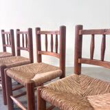 Vintage wicker farmer dining chairs, 1960s