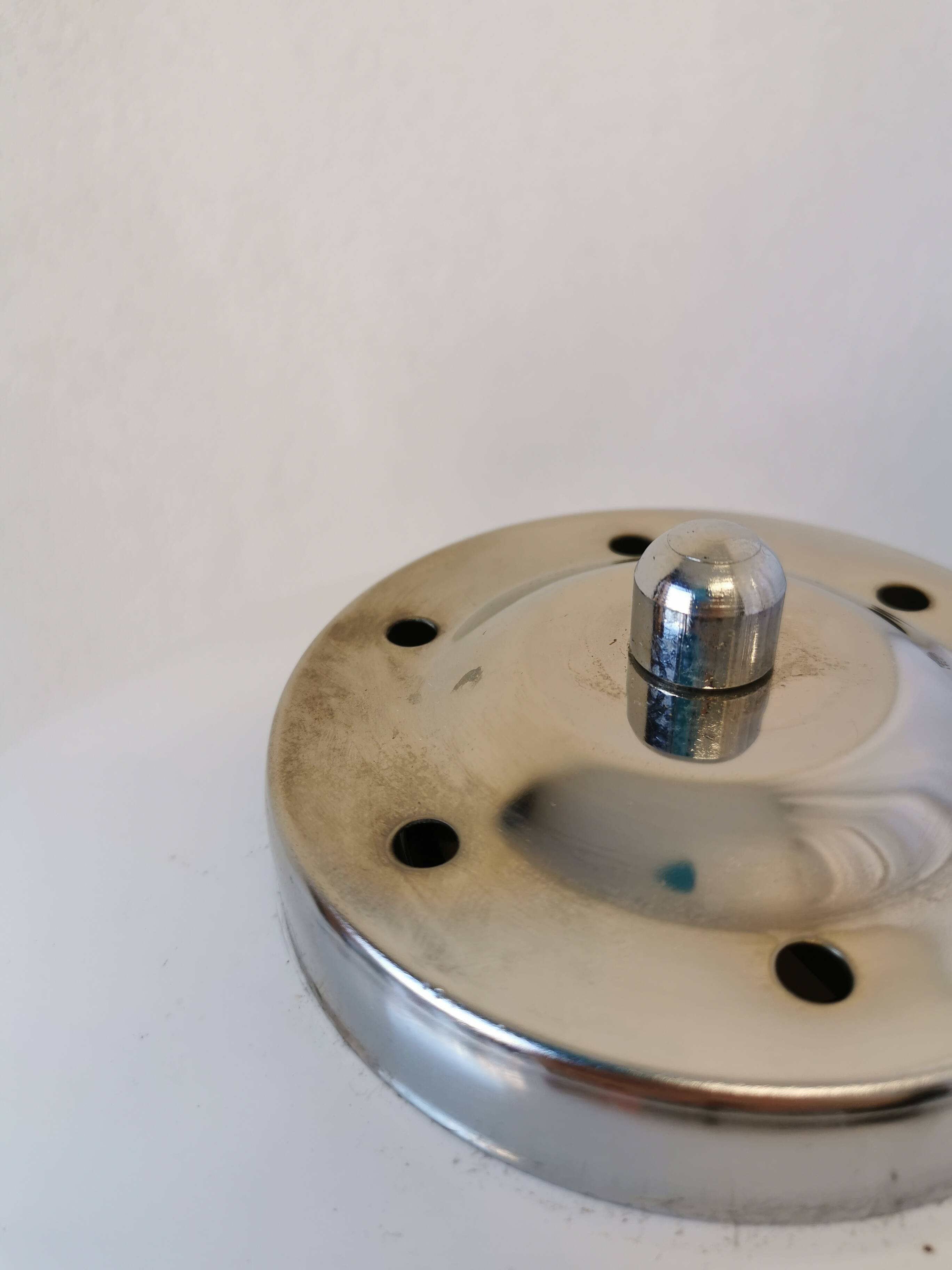 Vintage 1970s Mushroom Floor Lamp: Chrome & White Plastic, Retro Lighting