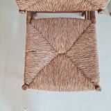 Paire fauteuils en bois et paille