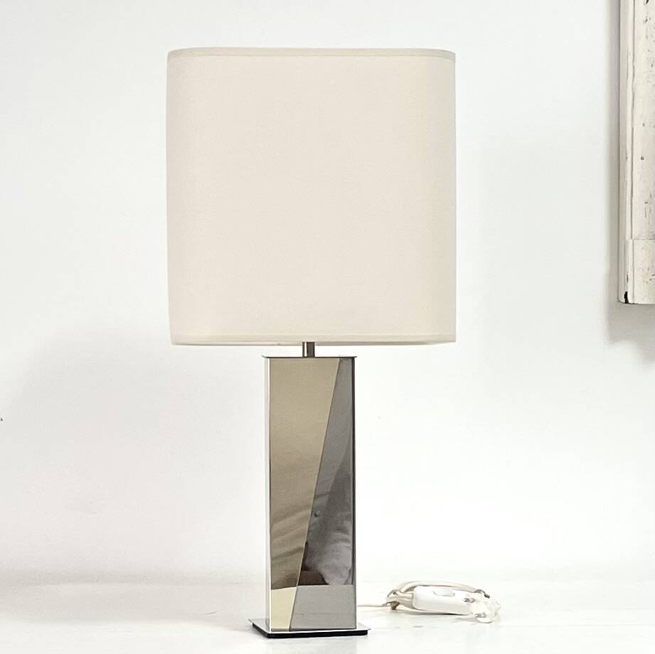 Chrome and gold metal lamp