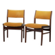 Vintage Design Teak Wooden Dining Chairs with Honey Yellow Corduroy Fabric
