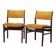 Vintage Design Teak Wooden Dining Chairs with Honey Yellow Corduroy Fabric