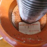 Table or bedside lamp orange wood and opaline vintage 70's hustadt