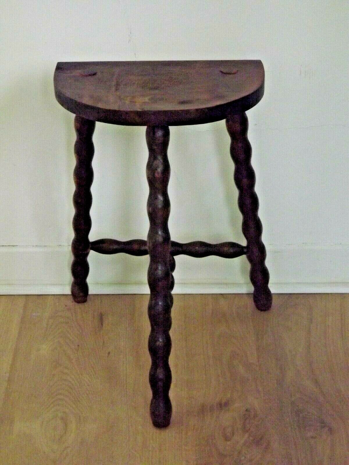 French antique wood hand made stool